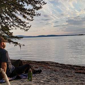 Eating takeout on the Beach