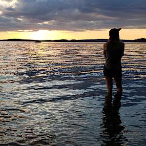 Water in the bay was surprisingly warm for the ocean! Wading at sunset.