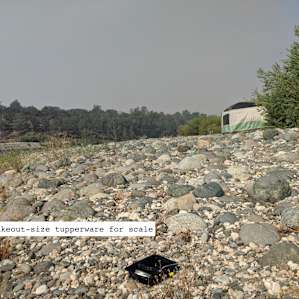 Waterfront is all big rocks. No sand.