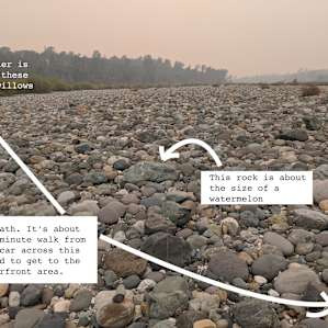 Extremely huge rocky field to cross to get from the car to the waterfront. Be aware and walk carefully as many of the rocks are wobbly as you step on them. If the host put in a path, it would help the usability of this site immensely.