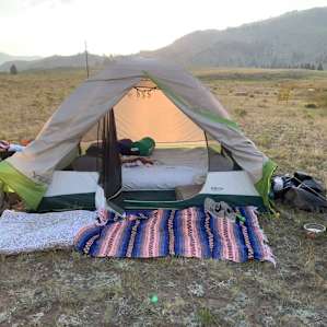 Setup near stream, in a quiet field.