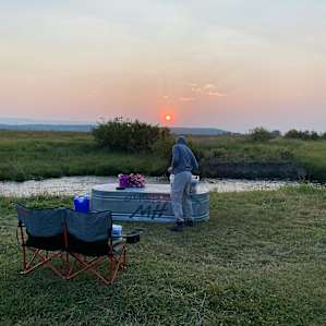 Sunset on a smoky wildfire night.