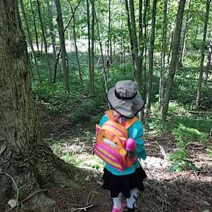 Venturing down the hill to the creek (we didn't make it, lol).