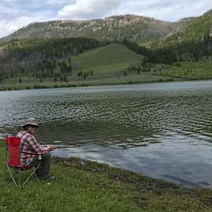 Fishing from our campsite