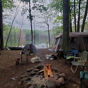 We had enough room for 3 tents, a screen tent, 4 humans and 3 dogs. With plenty of room to spare!