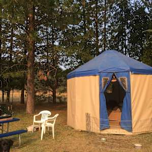 Our yurt. We had room to spare with two adults and two large dogs. Very clean and well kept.
