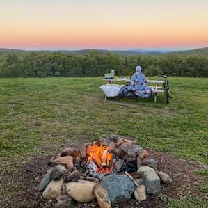 Evening campfire by the barn.