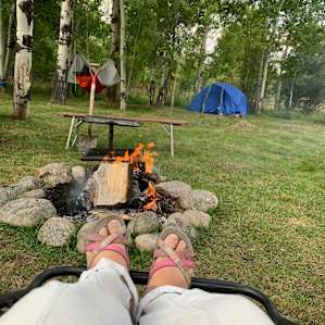 Fire pit and 2 of the tents we brought. Lots of space to spread out.