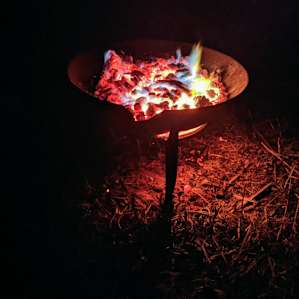 We took the top of the chimnea off to cook and it made for a very nice little fire pit