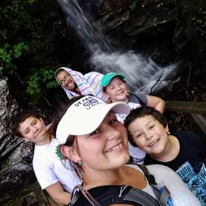 At the waterfall! Super neat location!