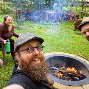 The hosts were very cool with us inviting some friends over to hang out around the fire pit - they even chopped wood for us!