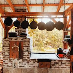 One side of outdoor kitchen, several different options for cooking