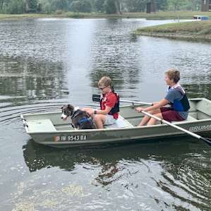 Rowboating on the lake after morning fishing....