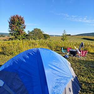 Our campsite in the morning.