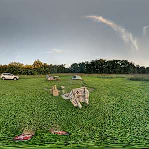 Panoramic view of the site. Ignore the voids - no wormholes were present.