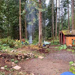 Campfire and outdoor shower