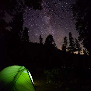 A Milky Way canopy over the trees makes our home for the night