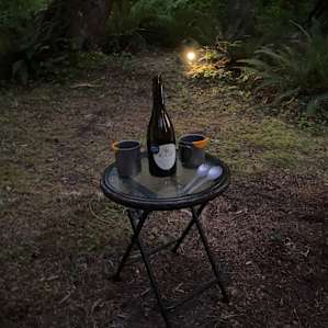Nice ambience with a solar light that turned off at bedtime!