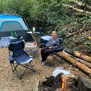 Nice flat spacious area with a fire pit.