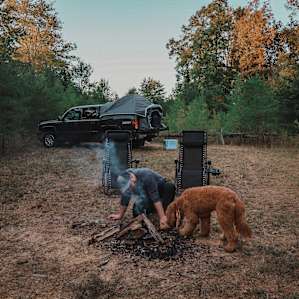 Setting up camp atop the mountain