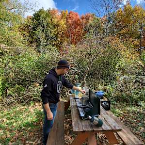 Breakfast at the secluded campsite