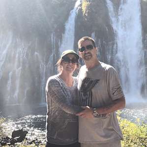 At the bottom of the falls