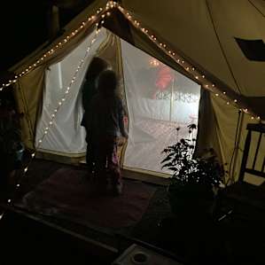 Night we finally made it we were so happy the girls were also very excited at the lighting and the bedding