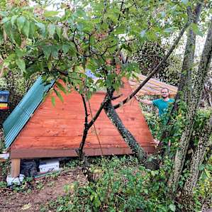 A-frame was a great place to stay dry!