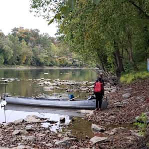 One of the few flat areas on the river to launch a canoe or kayak right from your site.