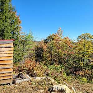 the outhouse, as seen from the cabin deck.