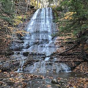 Nearby Grimes Glen waterfall hike - wear waterproof shoes, your feet will get wet!