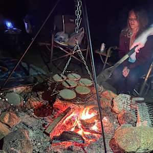 Use of the tripod came in handy around the large campfire ring!