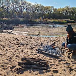 Warming up on the beach.