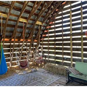 Inside the restored barn on the property. A great place to explore and relax.
