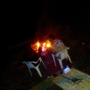 From deck looking down on fire!