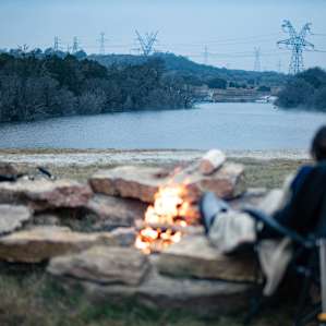 A cool evening with a warm fire as we looked out over the lake.
