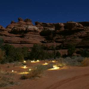The path to the hammock tent site beyond our site with the canyon rocks in the background