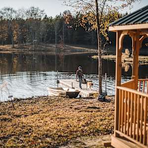 The dock is a short walk over from the yurt we stayed in