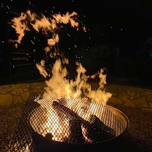 It was windy so our host let us use their fire pit. Great way to roast marshmallows