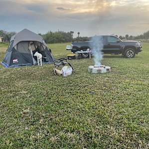 We set up in the field
