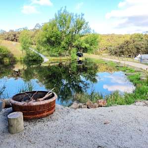 Cooking area overlooking a lake