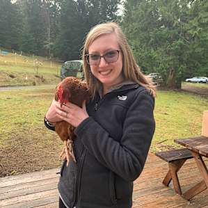 Resident hen “Annie” and I