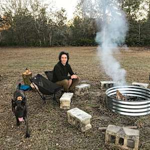Great fire ring. Lots of space for our off leash pup.
