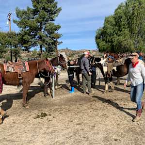 At the corral get ready for a 1 hour ride