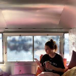 Enjoying our morning coffee and watching the sunrise