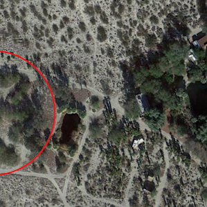 Satellite view of the ranch. Circled area is the camp ground