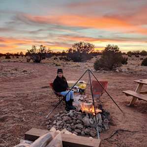 My wife at the fire pit.