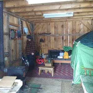 Our tent fit perfectly near the wood stove!
