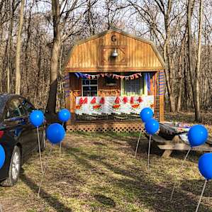 Guthrie Meadows green door cabin
