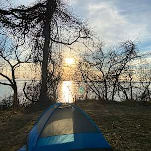 My tent, and a view of the Bay.